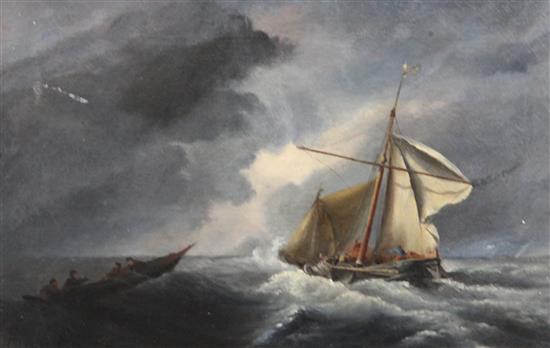 19th Century English School Fishing boats at sea 8 x 12in.